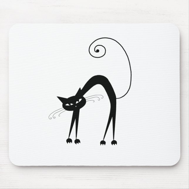 Black Whimsy Kitty 9 Mouse Pad (Front)