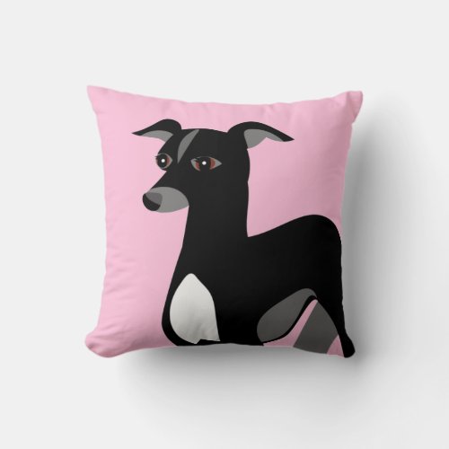 Black Whippet or Italian Greyhound Throw Pillow
