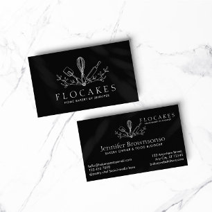 Black Whisk Pastry Chef Home Bakery Cafe Pastry Business Card