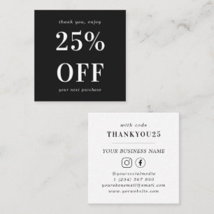 Black & Whit Modern Bold Typography Small Business Discount Card
