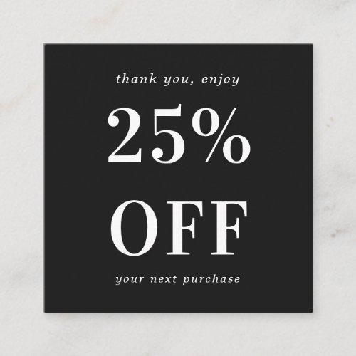 Black  Whit Modern Bold Typography Small Business Discount Card
