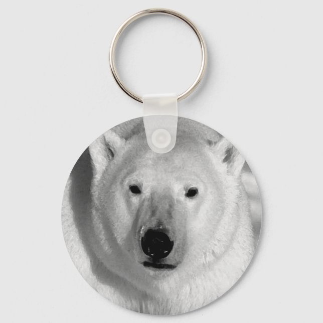 Black & Whit Polar Bear Keychain (Front)