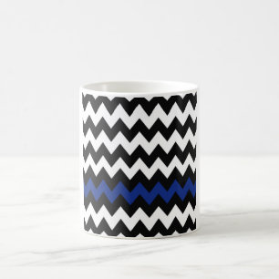 Black, Whit & Royal Blue Chevron – Bold Accent Zig Coffee Mug