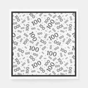 Black/White 100 Random Number Pattern Napkins