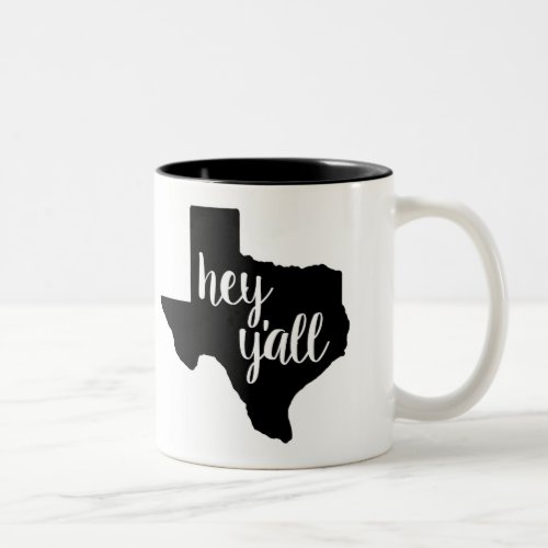 BlackWhite 11 oz Mug _ Texas Hey Yall