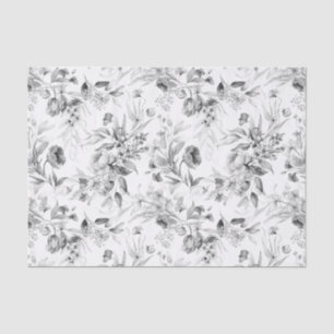 Black White 1600s Dutch Still Life Floral Art Tissue Paper