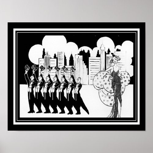 Black  White 1920s Art Deco Showtime Poster