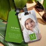 Black & White 1 Photo Collage Custom Monogram Luggage Tag<br><div class="desc">You can use Instagram photos for this design. Use three square photos to create a unique and personal gift. Or you can keep the hipster puppy and make a trendy keepsake.</div>
