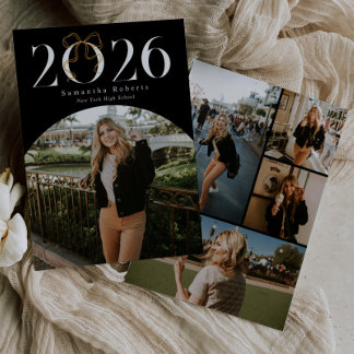 Black & White 2026 Coquette Bow Photo Graduation Announcement
