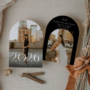 Black & White 2026 Coquette Bow Photo Graduation Invitation