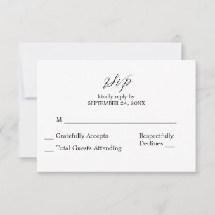 Black & White 2-3 Calligraphy no Meal RSVP Card