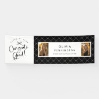 Black White 2 Photo Congrats Grad Party Banner