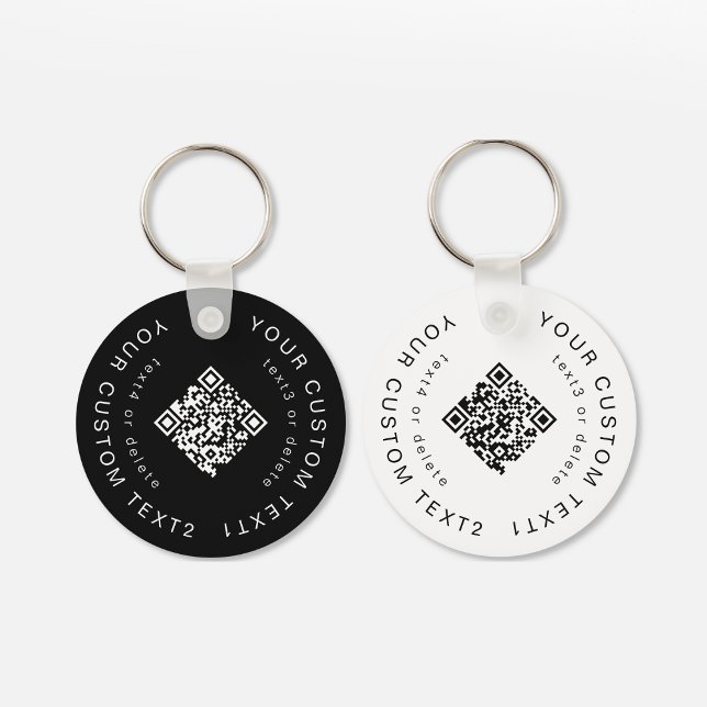 Black & White 2 sided QR Code Business Brand Keychain (Creator Uploaded)
