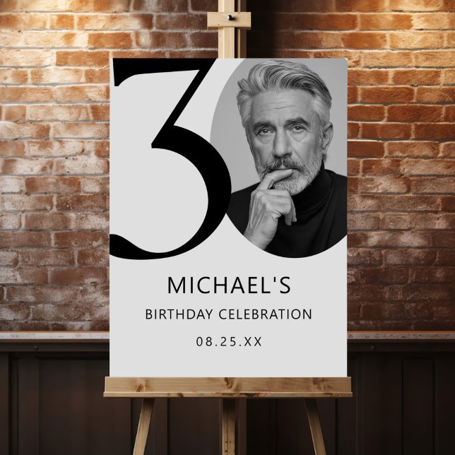 Black & White 30th Birthday Photo Foam Board (Creator Uploaded)