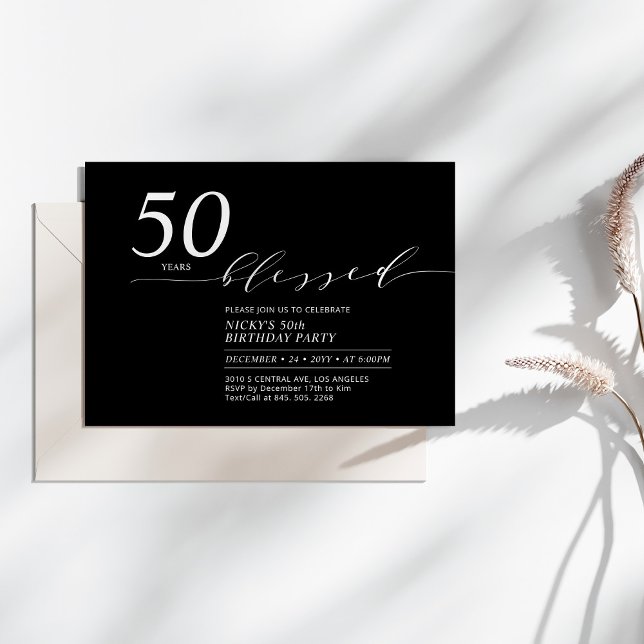 Black & White | 50 Years Loved 50th Birthday Party Invitation (Creator Uploaded)