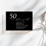 Black & White | 50 Years Loved 50th Birthday Party Invitation<br><div class="desc">Celebrate your special day with this modern birthday party invitation. This design features a stylish script "50 years Blessed" with a clean layout in a black & white color combo. You can personalized the text to any age or event. More designs and party supplies are available at my shop BaraBomDesign....</div>