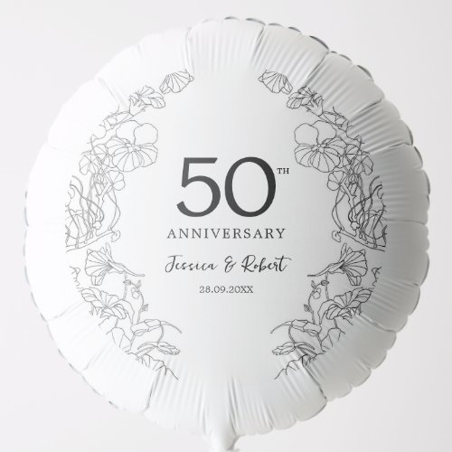 Black White 50th Anniversary Balloon