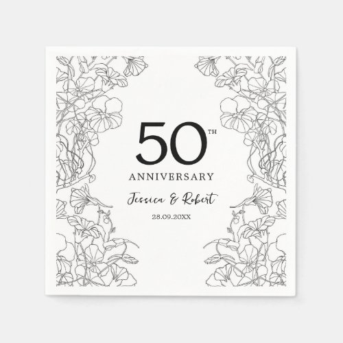 Black White 50th Anniversary Napkins