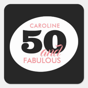 Black White 50th Birthday Favor Sticker