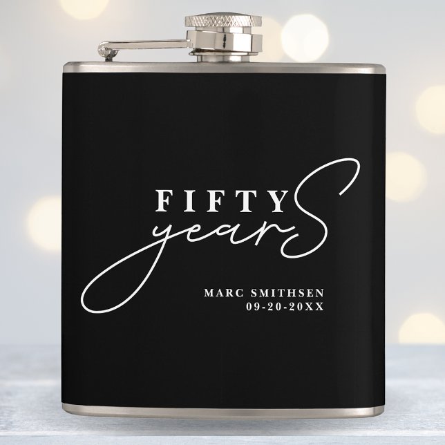 Black White 50th Birthday or Anniversary Flask (Creator Uploaded)