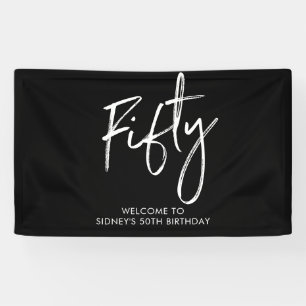 Black & White 50th Birthday Party Welcome Banner