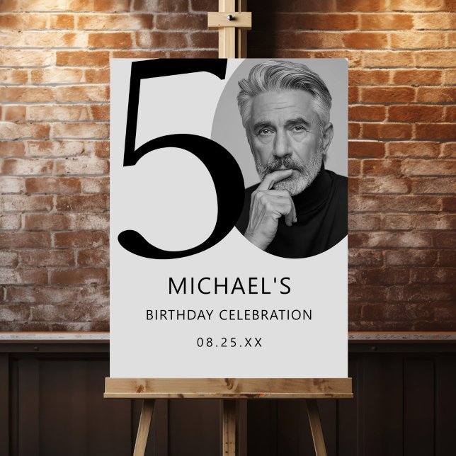 Black & White 50th Birthday Photo Foam Board (Creator Uploaded)