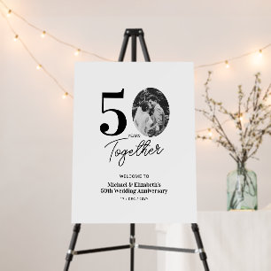 Black White 50th Wedding Anniversary Photo Welcome Foam Board