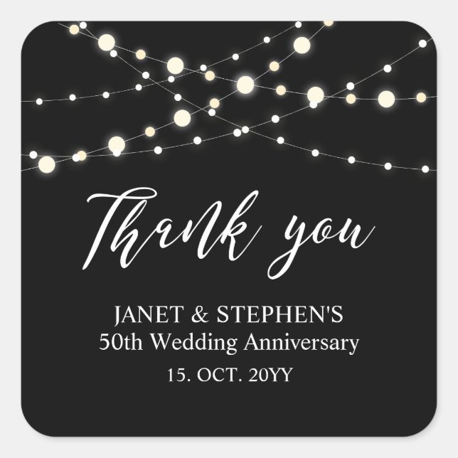 Black & White 50th Wedding Anniversay Celebration Square Sticker (Front)