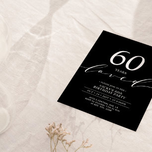 Black & White   60 Years Loved 60th Birthday Party Invitation
