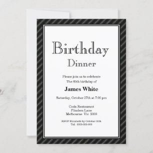 Black & White 60th Birthday Dinner Invitation