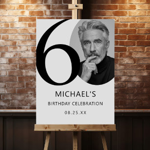 Black & White 60th Birthday Photo Foam Board