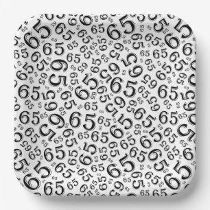  Black/White 65th Random Number Pattern Paper Plates