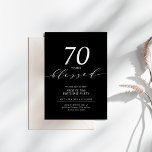 Black & White | 70 Years Loved 70th Birthday Party Invitation<br><div class="desc">Celebrate your special day with this modern birthday party invitation. This design features a stylish script "70 years Loved" with a clean layout in a black & white color combo. You can personalized the text to any event or age(40th, 50th, 60th, 80th, 90th, etc). More designs and party supplies are...</div>