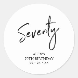 Black & White 70th Birthday Party Favor Thank you Classic Round Sticker