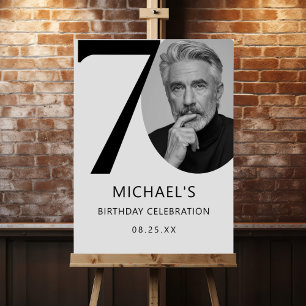 Black & White 70th Birthday Photo Foam Board