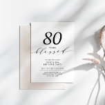 Black & White | 80 Years Loved 80th Birthday Party Invitation<br><div class="desc">Celebrate your special day with this modern birthday party invitation. This design features a stylish script "80 years blessed" with a clean layout in a black & white color combo. You can personalized the text to any event or age(40th, 50th, 60th, 80th, 90th, etc). More designs and party supplies are...</div>