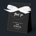 Black & White | 80th Birthday Party Thank you Favor Boxes<br><div class="desc">Give thanks to your guests with this personalized birthday party favor box. This design features chic brush lettering "Thank you" "Your name's 80th Birthday Party. This custom favor box will add a personal touch to your special celebrations. Matching invitations and party supplies are available at my shop BaraBomDesign.</div>