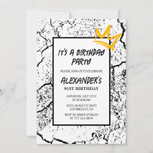 Black White 91st birthday invitation Men Graffiti