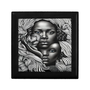 Black & White Abstract African American Women Gift Box