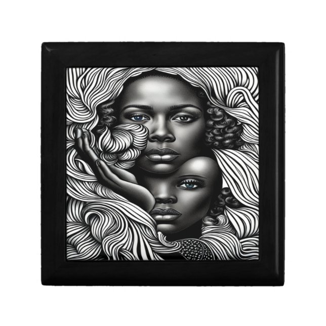 Black & White Abstract African American Women Gift Box (Front)