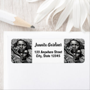 Black & White Abstract African American Women Label