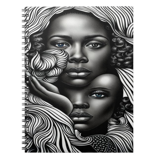 Black & White Abstract African American Women Notebook (Front)