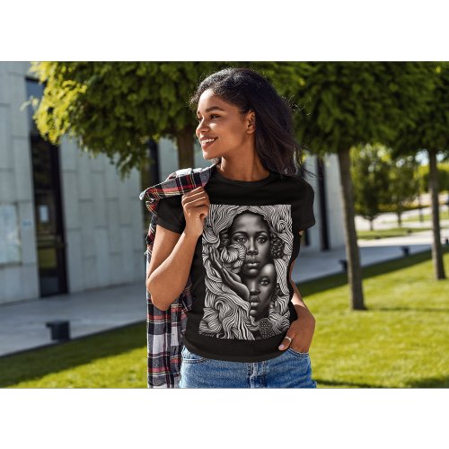 Black  White Abstract African American Women T_Shirt