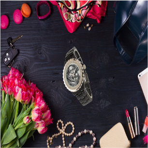 Black & White Abstract African American Women Watch