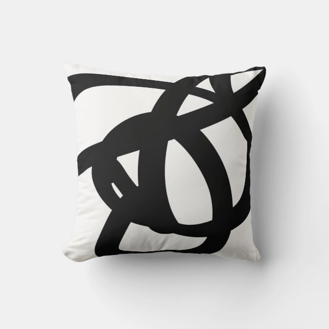 Black & White Abstract Art Throw Pillow (Front)