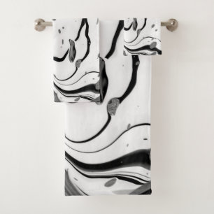 Black White Abstract Bath Towel Set