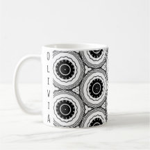 Black White Abstract Circle Mandala Pattern Mug