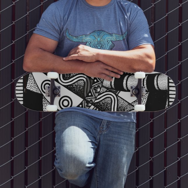 Black/White Abstract design 7 3/4" Skateboard Deck (Outdoor 3)