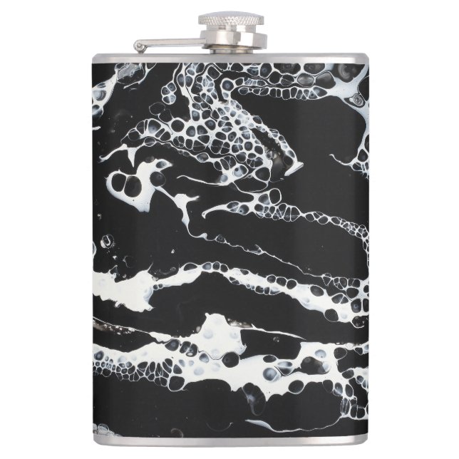 Black & White Abstract Flask - "Mini Cray" (Front)