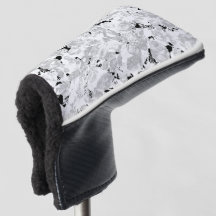 Black White Abstract Floral Golf Head Cover